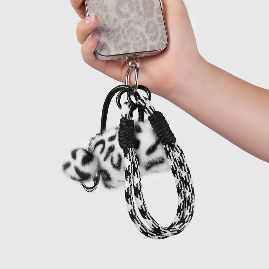 1 Stück einfache Handykette aus Polyester mit Leopardenmuster Bild4