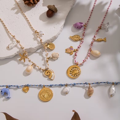 1 stuk romantische ketting met touwketting en hanger in de vorm van een oceaan h5 Afbeelding2