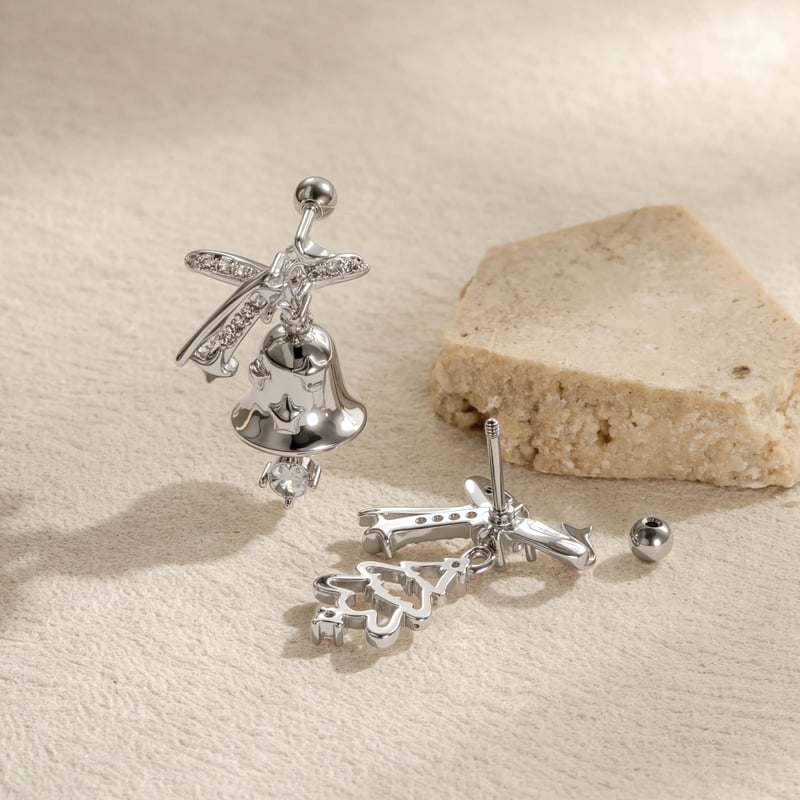 1 stuk kerst koperen zirkoon piercing oorbellen voor dames h5Afbeelding3