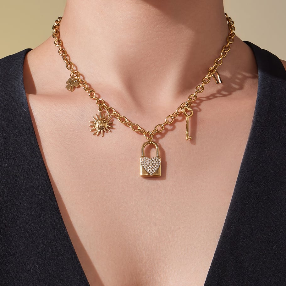 Collier avec pendentif en forme de fleur exquise en acier inoxydable couleur or pour femme h5Image5