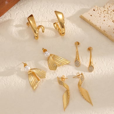 1 Paar goldfarbene Ohrstecker aus Edelstahl h5 Bild2