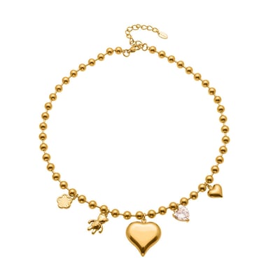 Collier avec pendentif en forme de cœur romantique en acier inoxydable couleur or pour femme, 1 pièce h5 