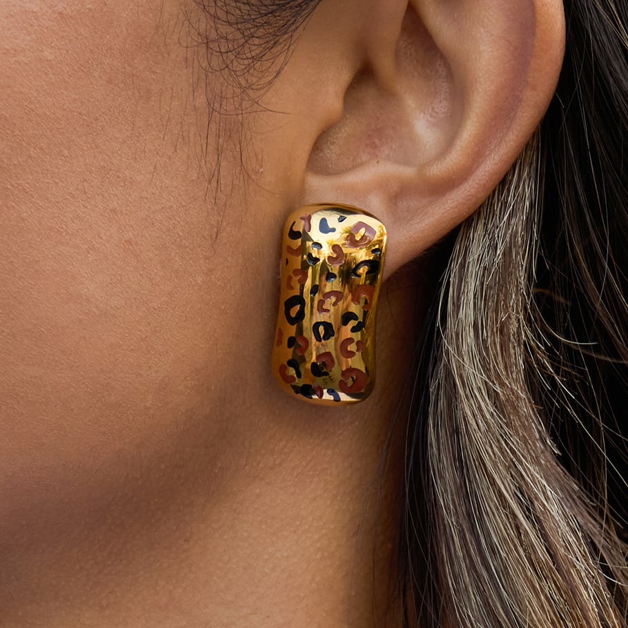 Stylish Leopard Print Stainless Steel Gold Color Women's Jewelry Sets Picture4