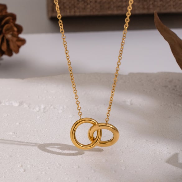 Collier pendentif simple en acier inoxydable couleur or, 1 pièce 2