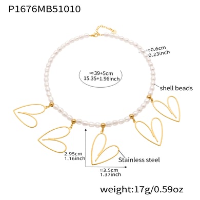 Collier élégant avec pendentif en forme de cœur creux en acier inoxydable couleur or pour femme h5 Image2
