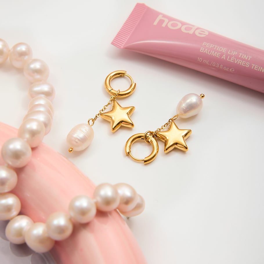 1 paio di eleganti orecchini pendenti da donna in acciaio inossidabile color oro dalla forma irregolare Immagine3