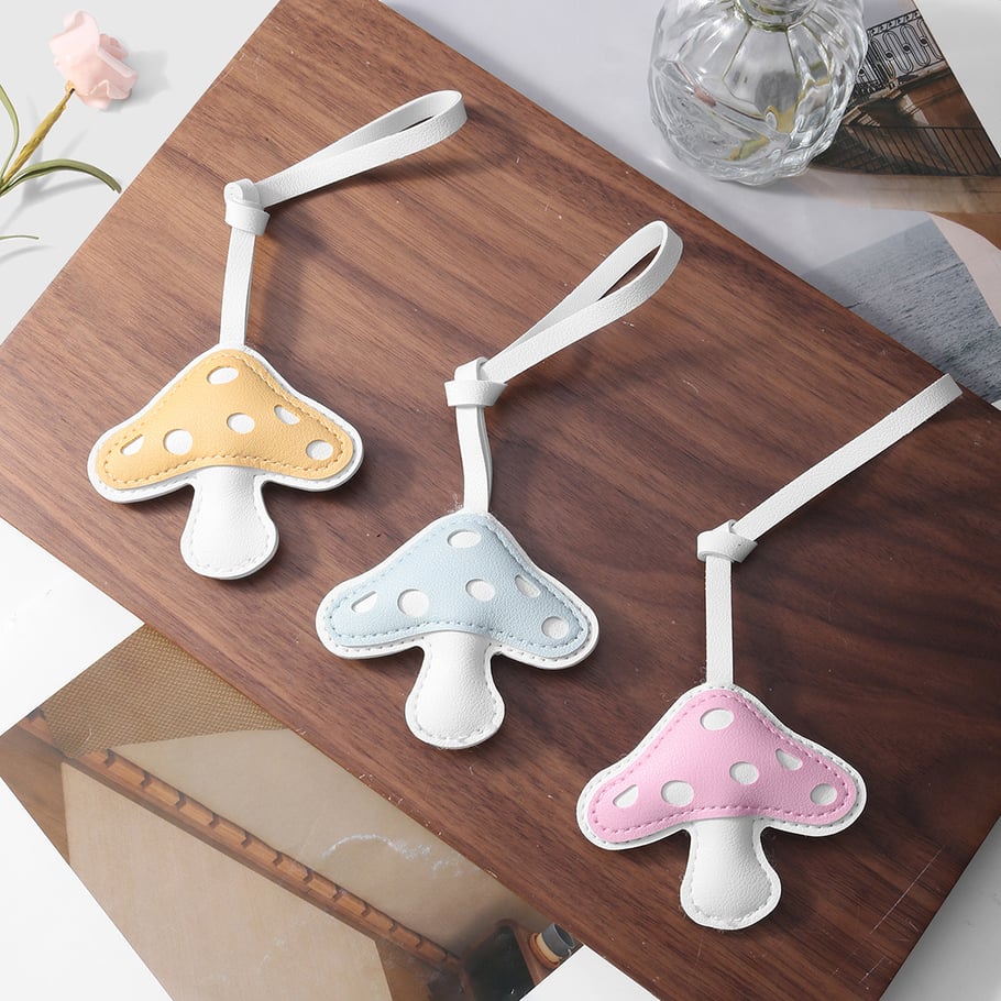 1 pieza de adornos para bolso de mujer de cuero con forma de hongo de colores Imagen5