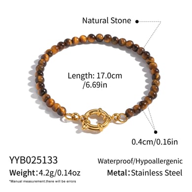 1 pieza de cuentas de piedra natural color dorado pulsera de cuentas DIY h5 