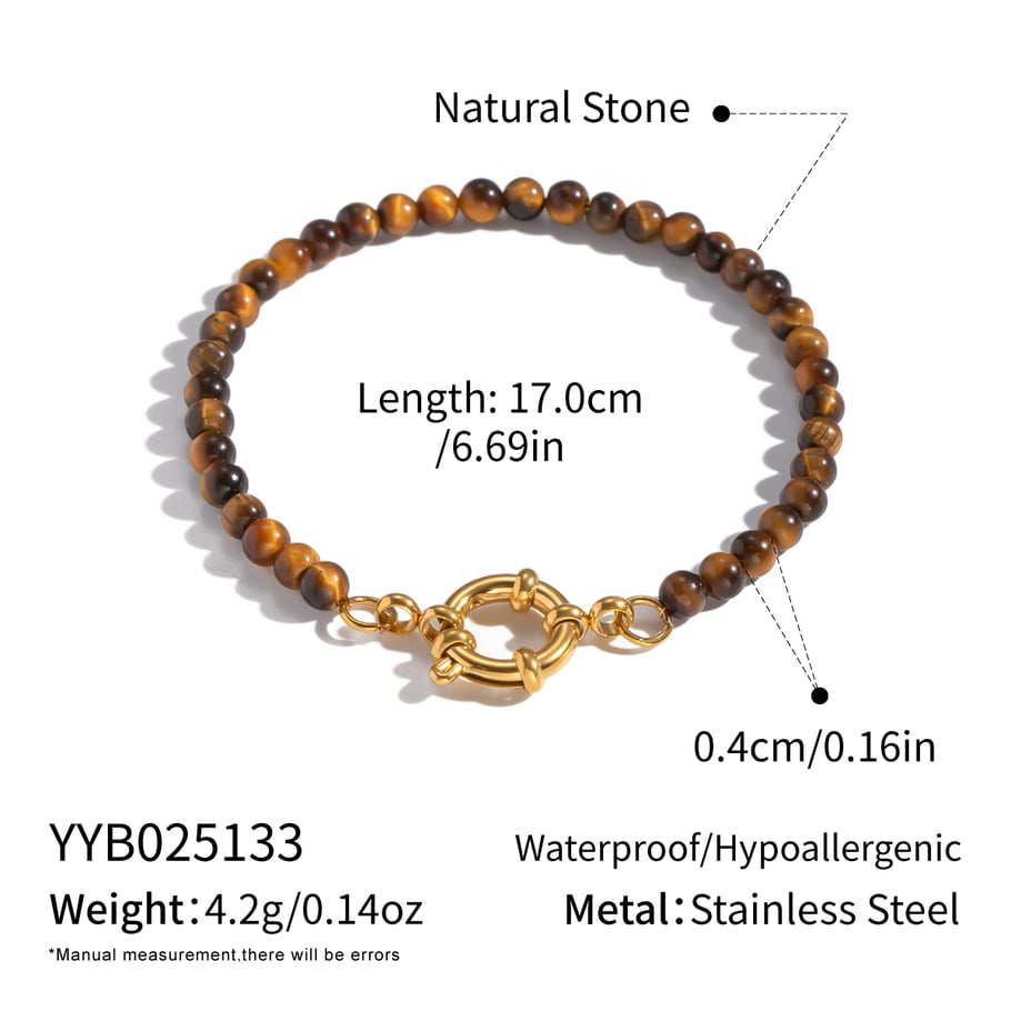 1 pieza de cuentas de piedra natural color dorado pulsera de cuentas DIY