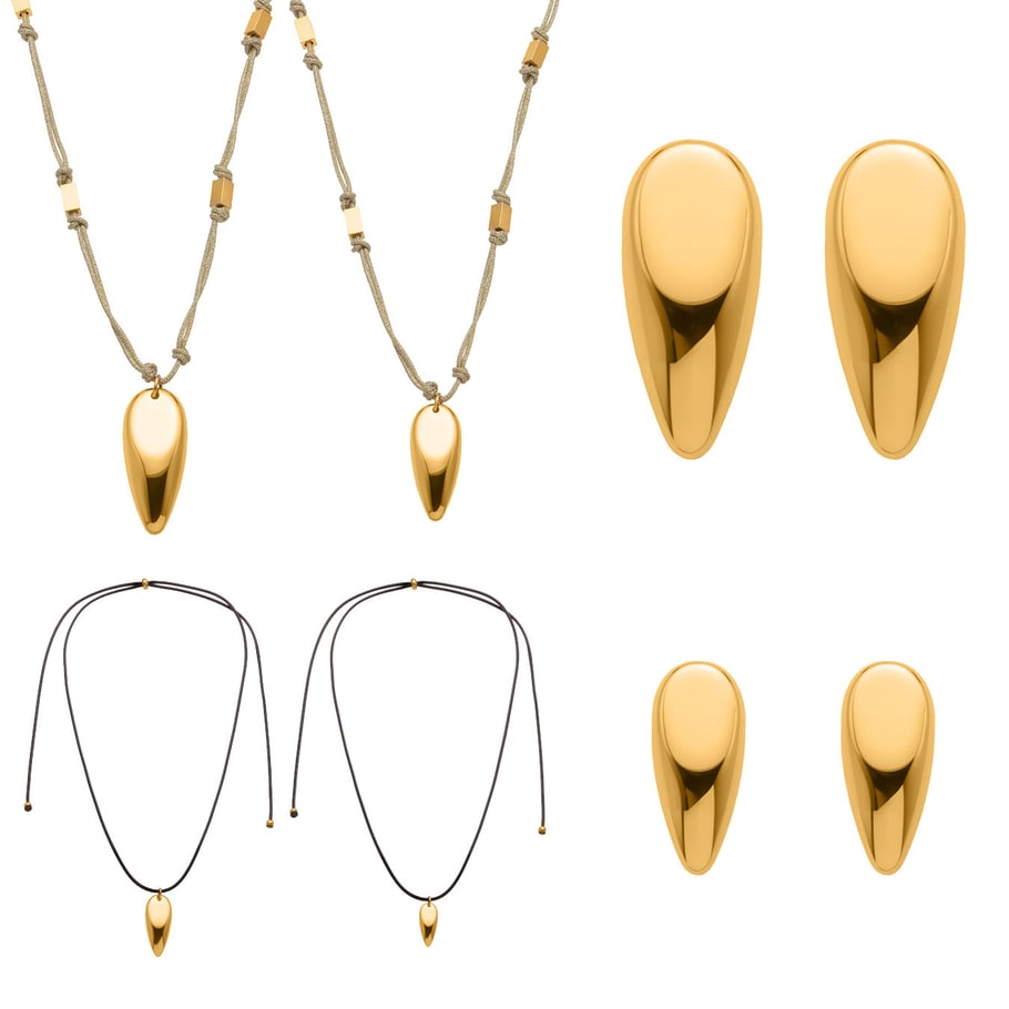 Parures de bijoux modernes pour femmes en acier inoxydable de forme irrégulière, couleur or h5Image6