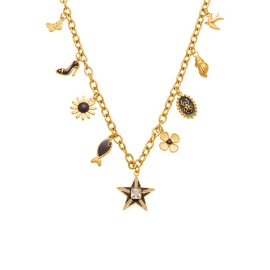 Collier avec pendentif étoile noire rétro en acier inoxydable couleur or pour femme, 1 pièce h5 