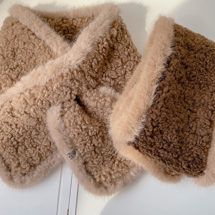 1 Piece Cute Mixed Color Rayon Plush Winter Scarf h5Picture2