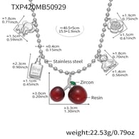 TXP420-Collier DIY Cerise Acier 40+5cm Image3