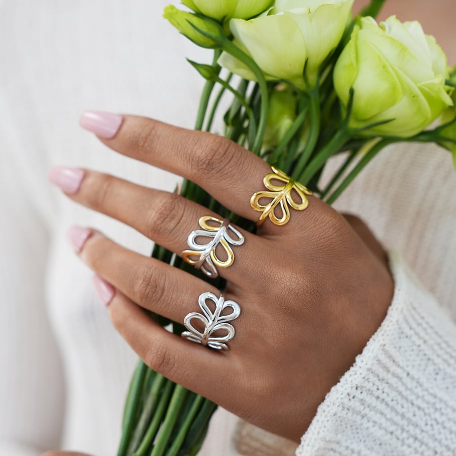 1 Piece Simple Flower Stainless Steel Gold Color Women's Statement Rings h5Picture5