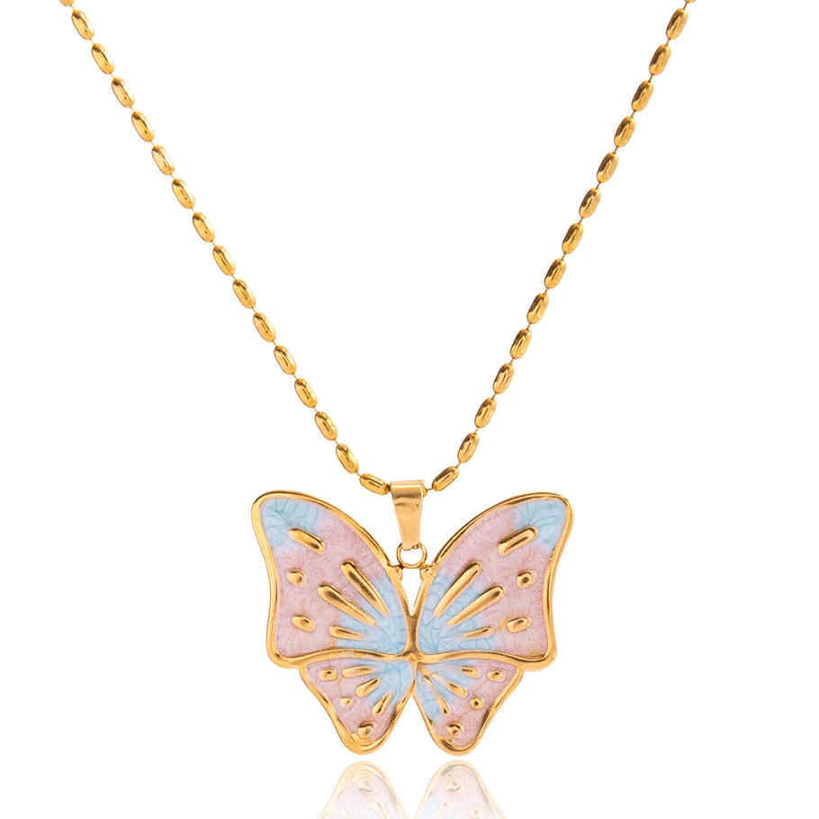 1 Piece Designable Butterfly Stainless Steel Gold Color Women's Pendant Necklaces