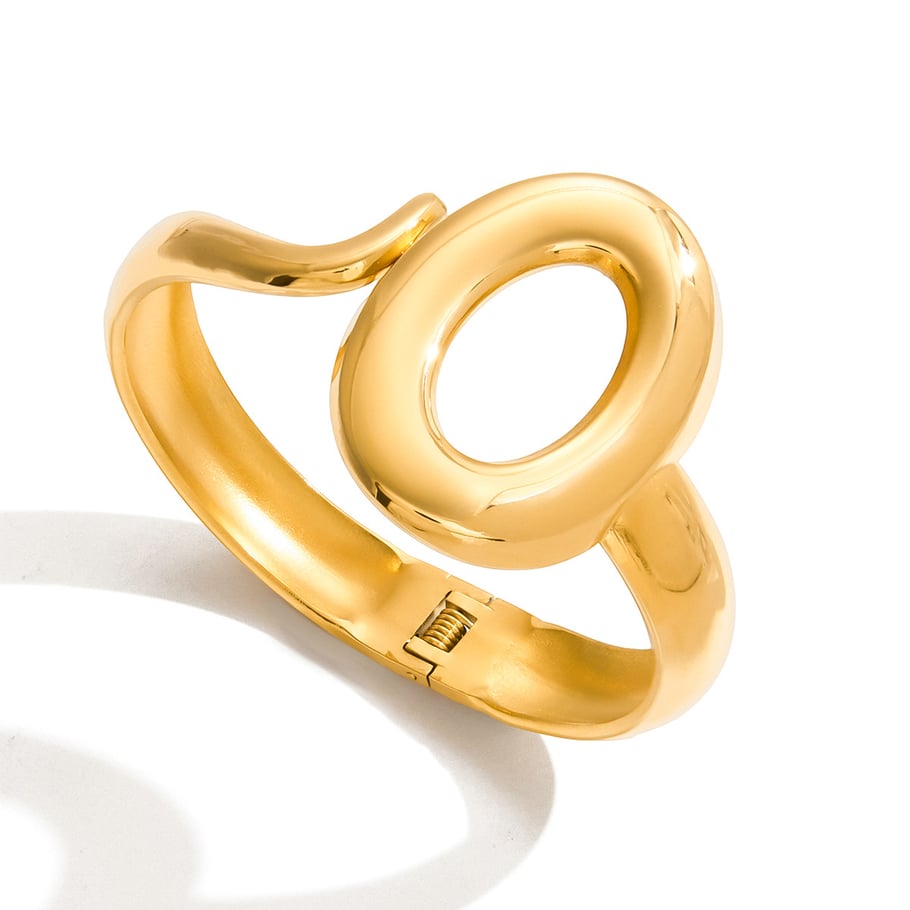 1 Stück klassischer Kreis-Armreif aus Edelstahl in Goldfarbe für Damen