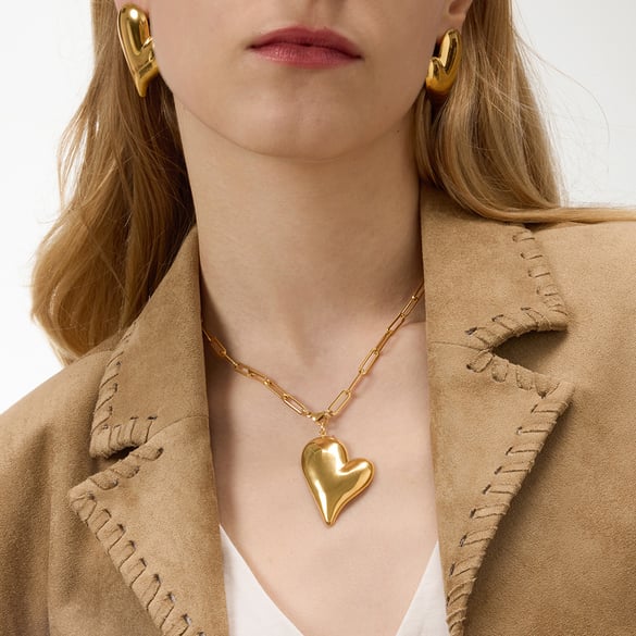 Classic Irregular Heart Stainless Steel Gold Color Women's Jewelry Sets 2