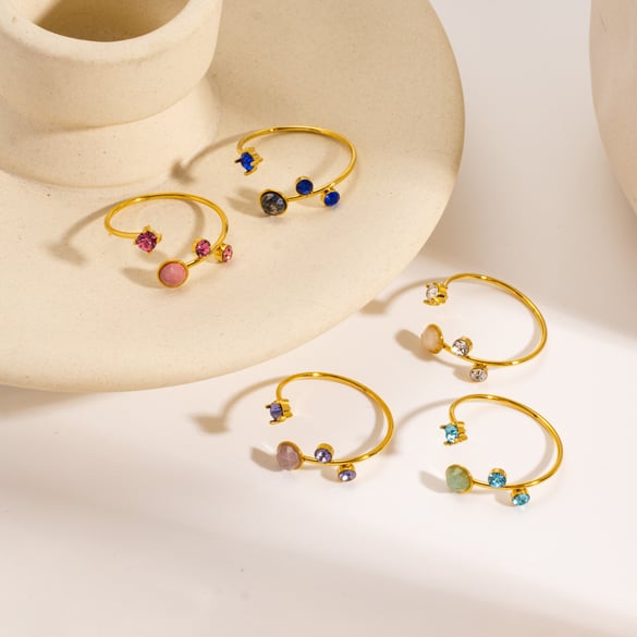 Anillos de acero inoxidable de 1 pieza, lujosos y con forma irregular. 2