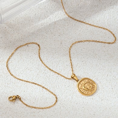 1 Piece Enamel Sun Stainless Steel Gold Color Long Necklace h5 Picture4