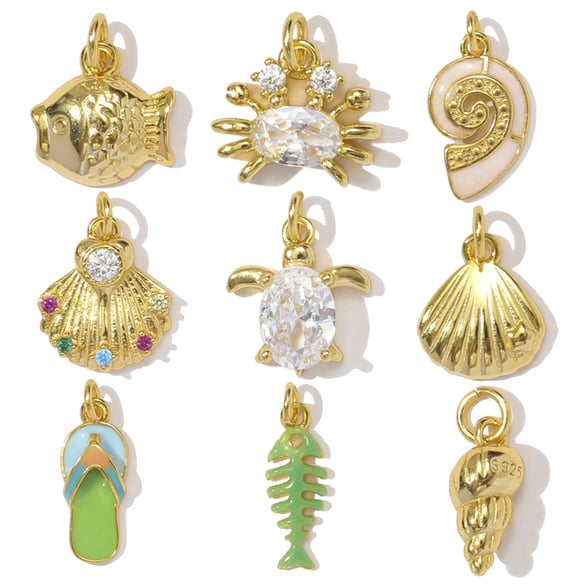 1 Stück Marine Organismus S925 Gold Farbe Zirkon Damen Anhänger 2
