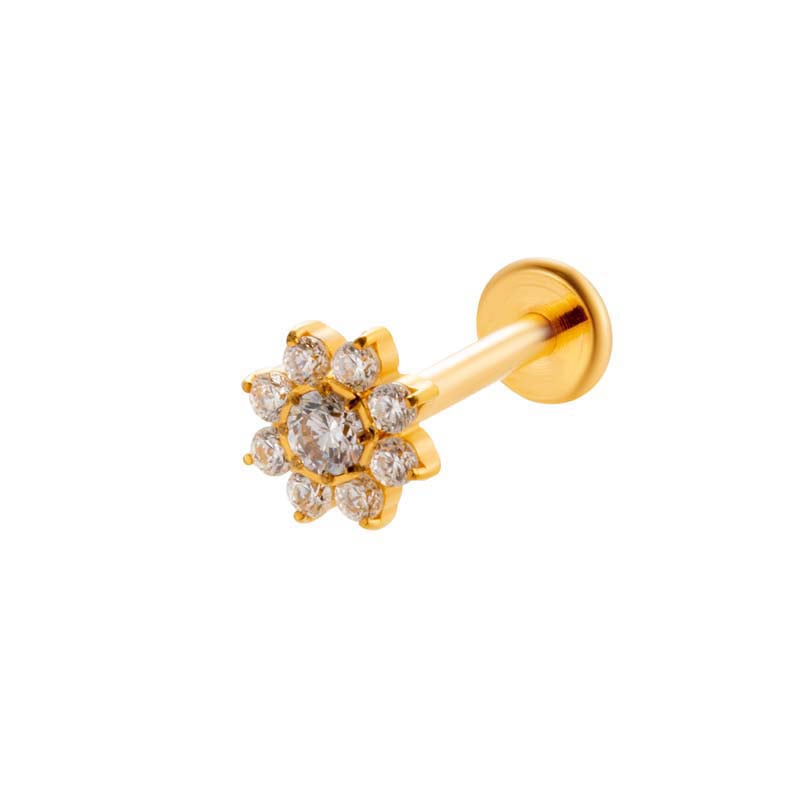 1 stuk eenvoudige titaniumlegering goudkleurige zirkoon piercing oorbellen voor dames h5Afbeelding6
