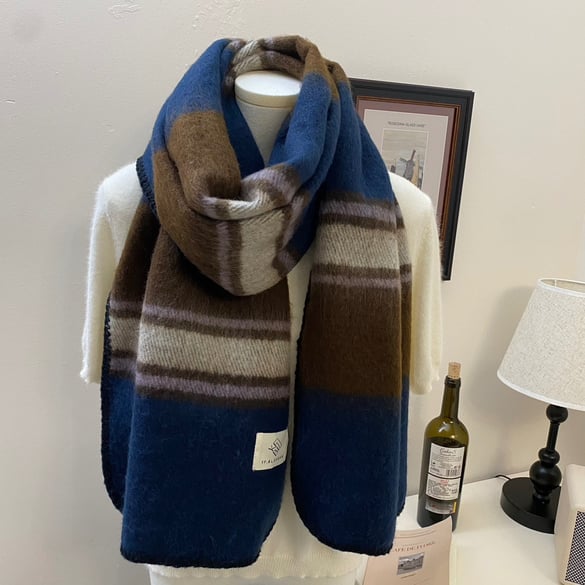 1 Piece Soft Plaid Pattern Polyester Winter Scarf