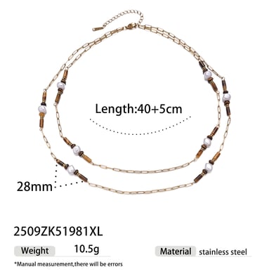 Natural Stone Stainless Steel Gold Color Necklaces Set h5 