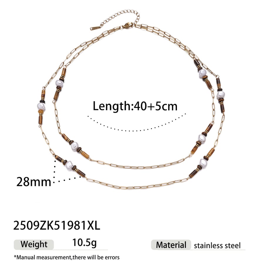 Natural Stone Stainless Steel Gold Color Necklaces Set