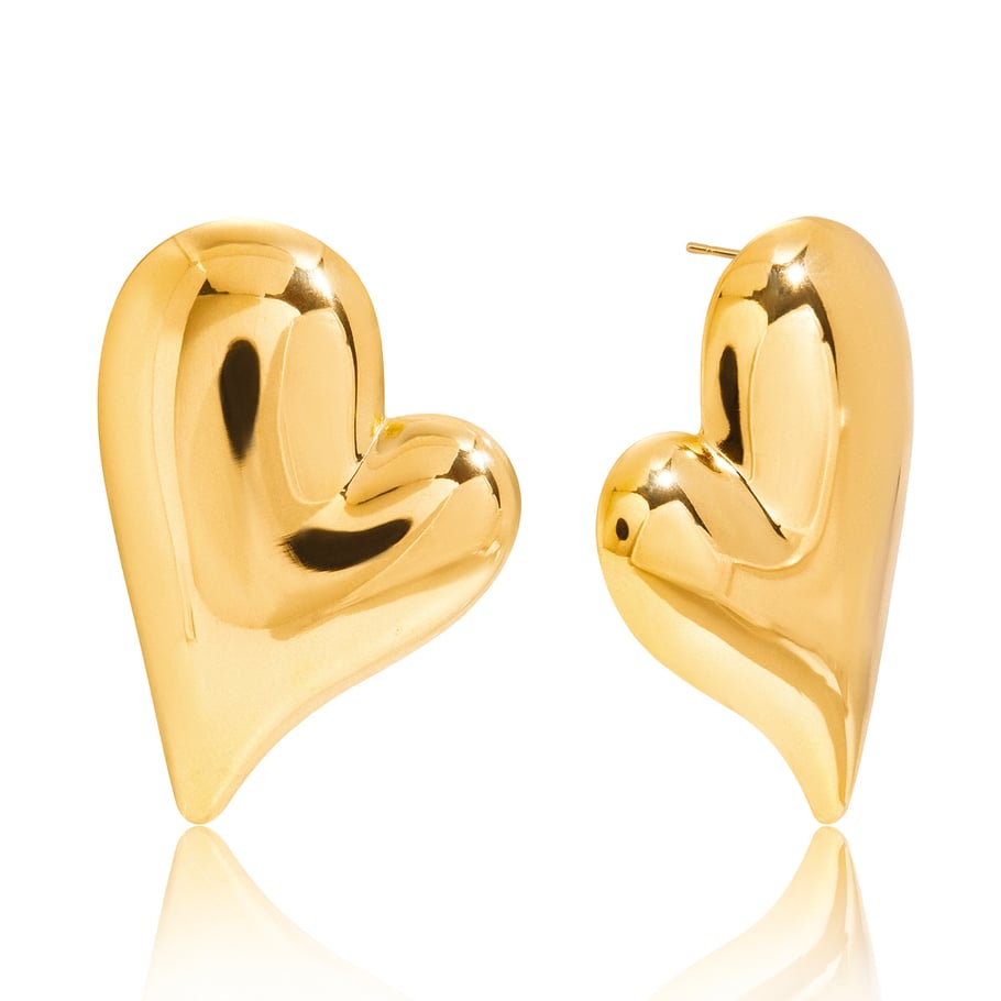 Klassisches unregelmäßiges Herz Edelstahl Goldfarben Damen Schmuck Sets