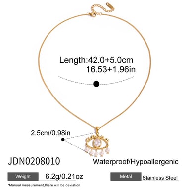 1 Piece Ornate Devil's Eye Stainless Steel Gold Color Women's Pendant Necklaces h5 Picture2
