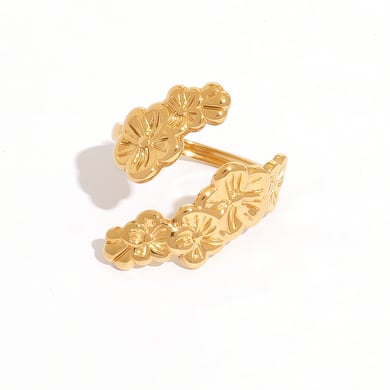 1 stuk eenvoudige retro bloem roestvrij staal goudkleurige dames statement ringen h5 