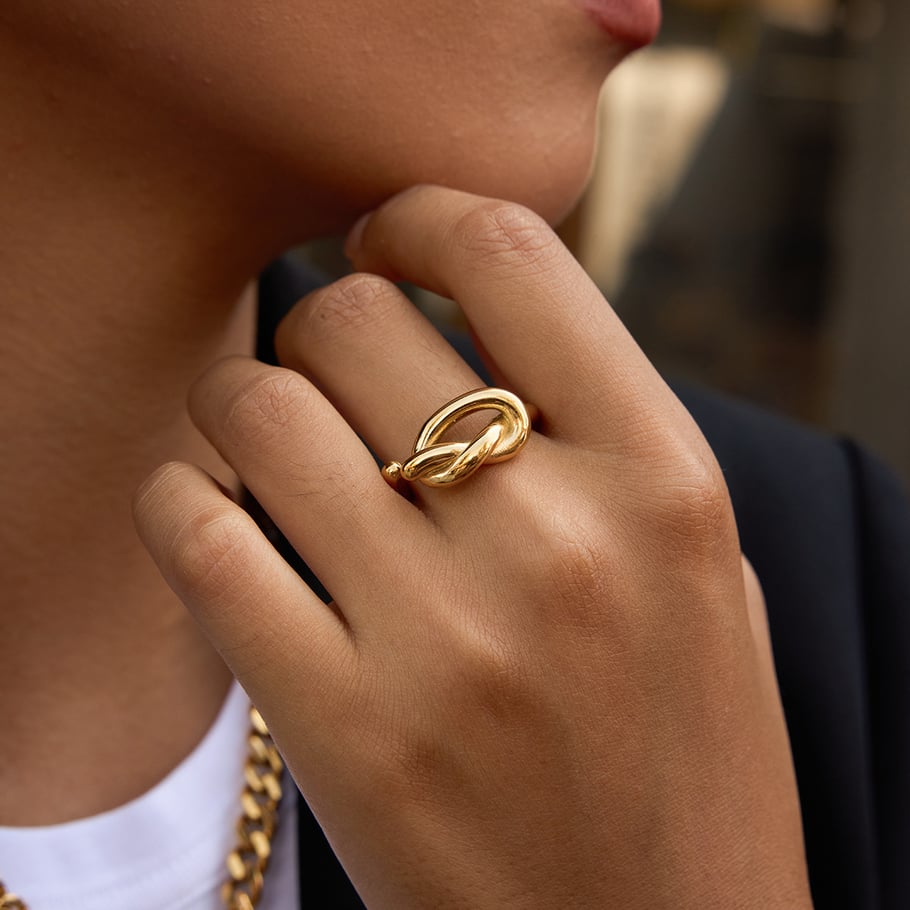 1 Stück gestaltbare Twist Edelstahl Gold Farbe Damen minimalistische Ringe h5Bild4