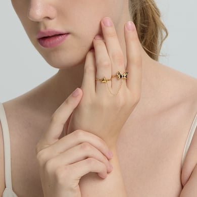 1 Set Romantische süße Herz Bogen Knoten Kette Edelstahl Damen Statement Ringe h5 Bild2