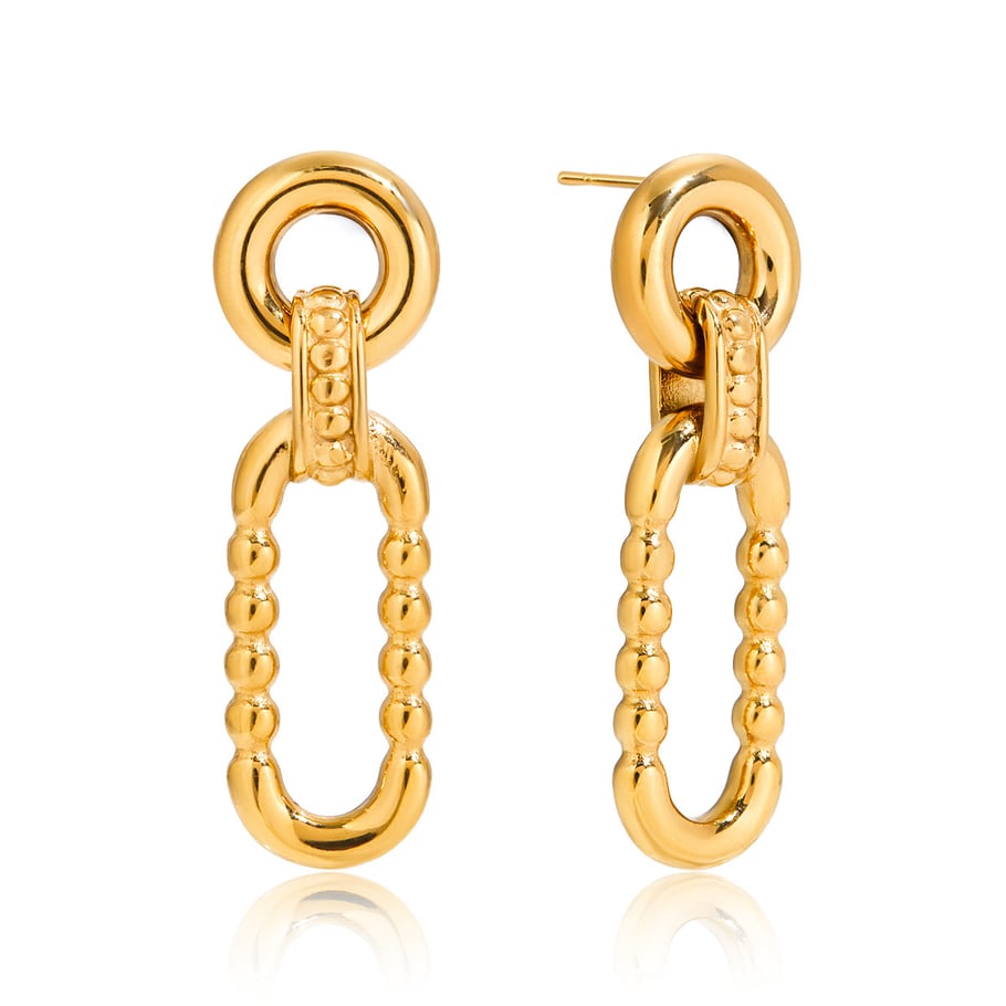 1 paar klassieke cirkelvormige oorbellen van roestvrij staal met gouden hanger voor dames