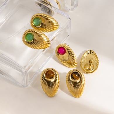 1 paire de boucles d&#39;oreilles à tige simples rétro en acier inoxydable pour femme h5 Image4