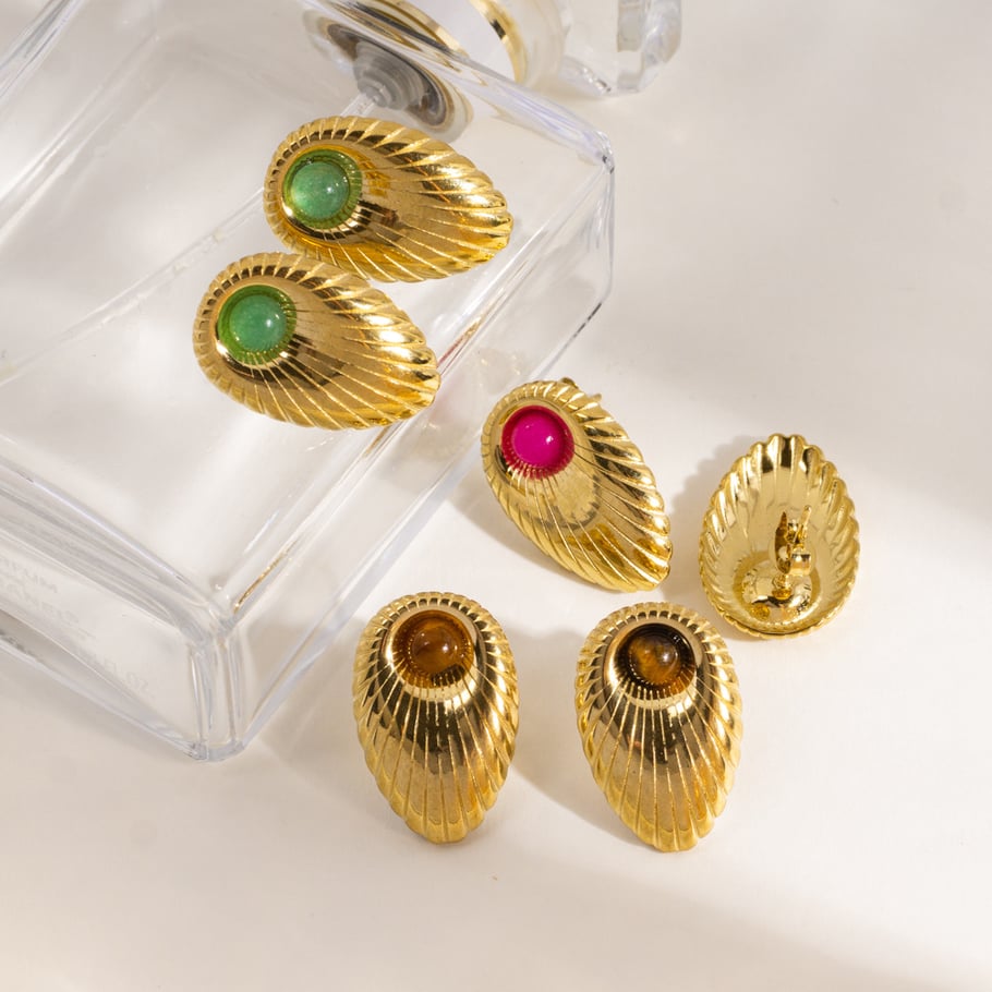 1 paire de boucles d&#39;oreilles à tige simples rétro en acier inoxydable pour femme Image4