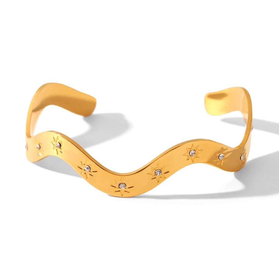 1 stuk onregelmatig gevormde ster roestvrij staal goudkleurige zirkoon manchet armband