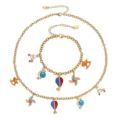 Parures de bijoux pour femmes en acier inoxydable couleur or et zircone, motif montgolfière design h5 Image4