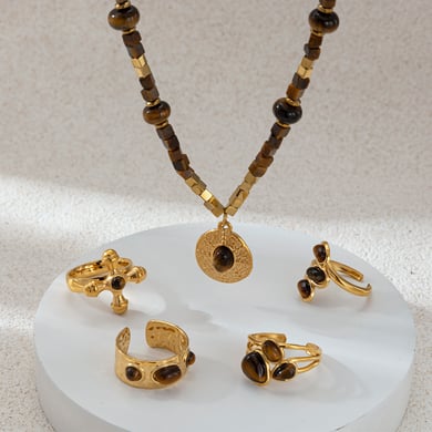 Natural Stone Beads Stainless Steel Necklaces Set h5 Picture3