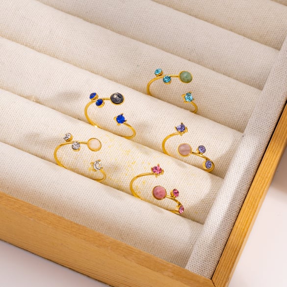 Anillos de acero inoxidable de 1 pieza, lujosos y con forma irregular.