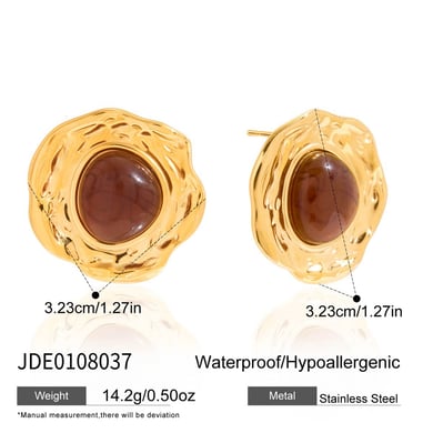 1 Paar unregelmäßige Kreise Edelstahl Gold Farbe Acryl Damen Ohrstecker h5 