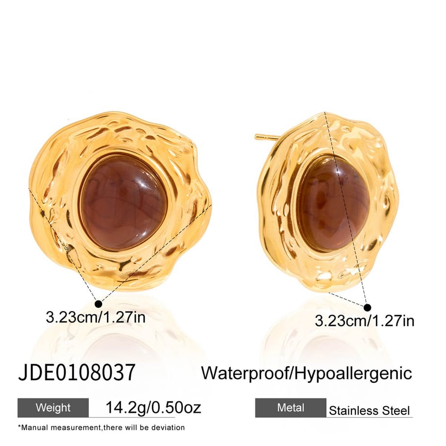 1 Paar unregelmäßige Kreise Edelstahl Gold Farbe Acryl Damen Ohrstecker