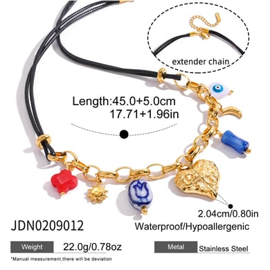 1 Piece Retro Heart Stainless Steel Gold Color Acrylic Women's Pendant Necklaces h5 Picture2
