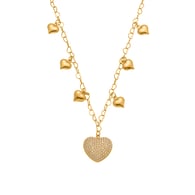 P074-Collier DIY Coeur Doré Zircon 40+5cm 
