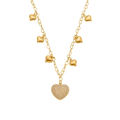 Collier pendentif en forme de cœur éblouissant en acier inoxydable, entièrement orné de zircons, pour femme h5 