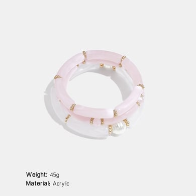 1 set di braccialetti in acrilico con colori sfumati retrò h5 Immagine2