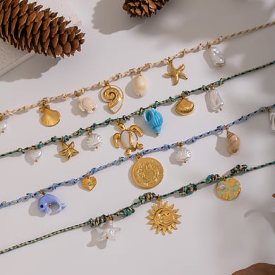 1 stuk romantische ketting met touwketting en hanger in de vorm van een oceaan h5 Afbeelding3