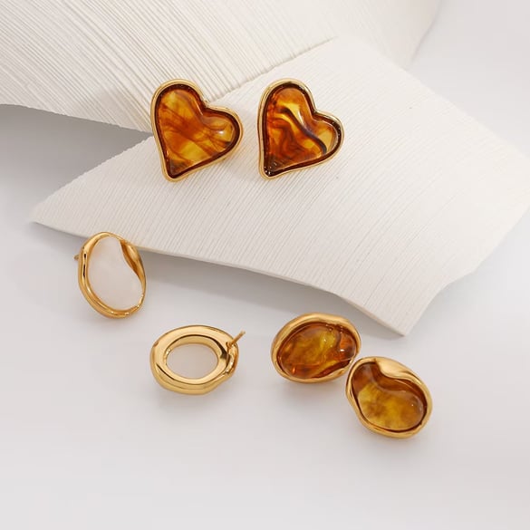 1 paar Simple Series Daily Heart Circle roestvrijstalen damesoorbellen 2