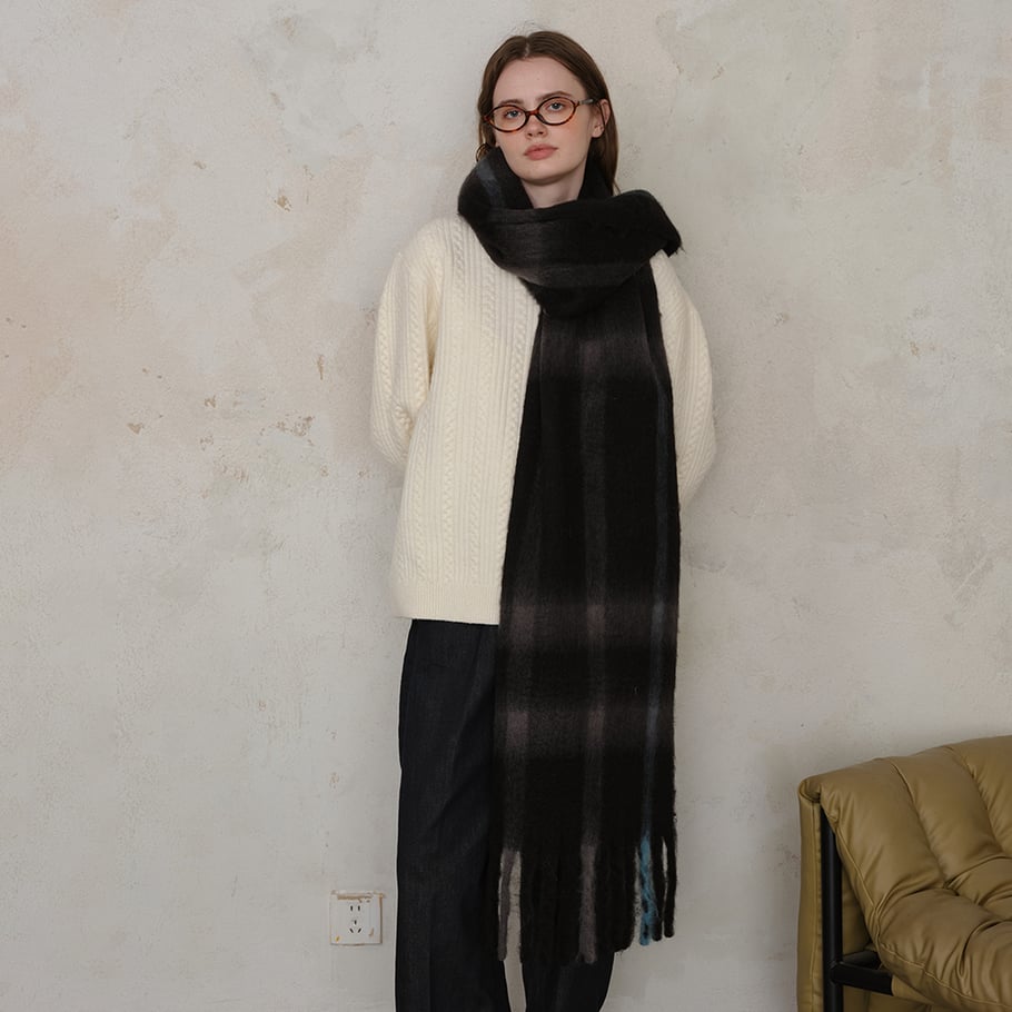 1 Stück karierter Polyester-Winterschal h5Bild2