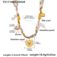 P2171-Collier foulard doré 48+5cm 